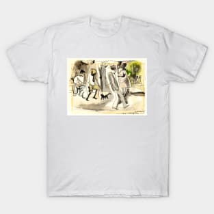 People & Cat in Park, Charleston, South Carolina 1916, Jules Pascin T-Shirt